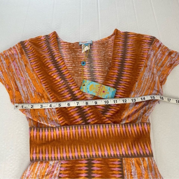 NWT Plenty by Tracy Reece Linen Dress Anthropologie V Neck Cap Sleeve Bohemian 4 - Picture 11 of 14